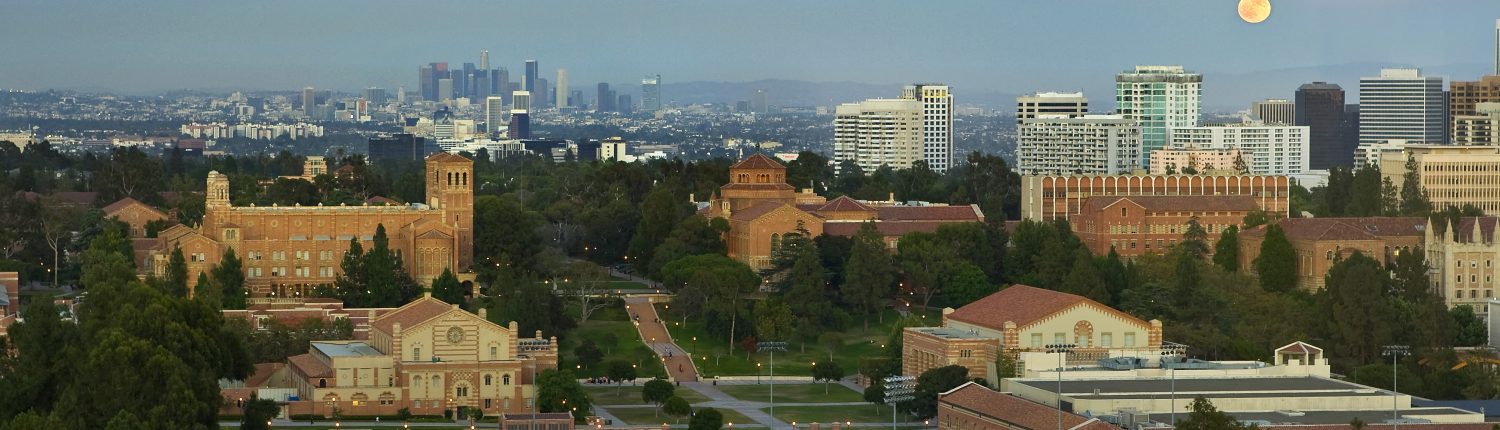 UCLA and L.A. skyline, with moon