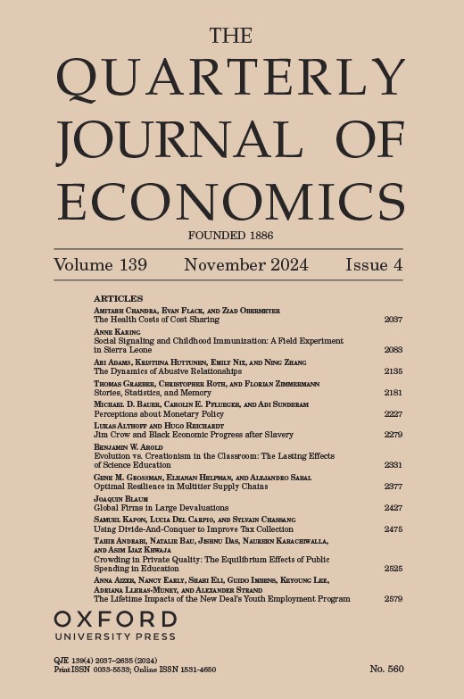 The Quarterly Journal of Economics, Volume 139, Issue 4, November 2024